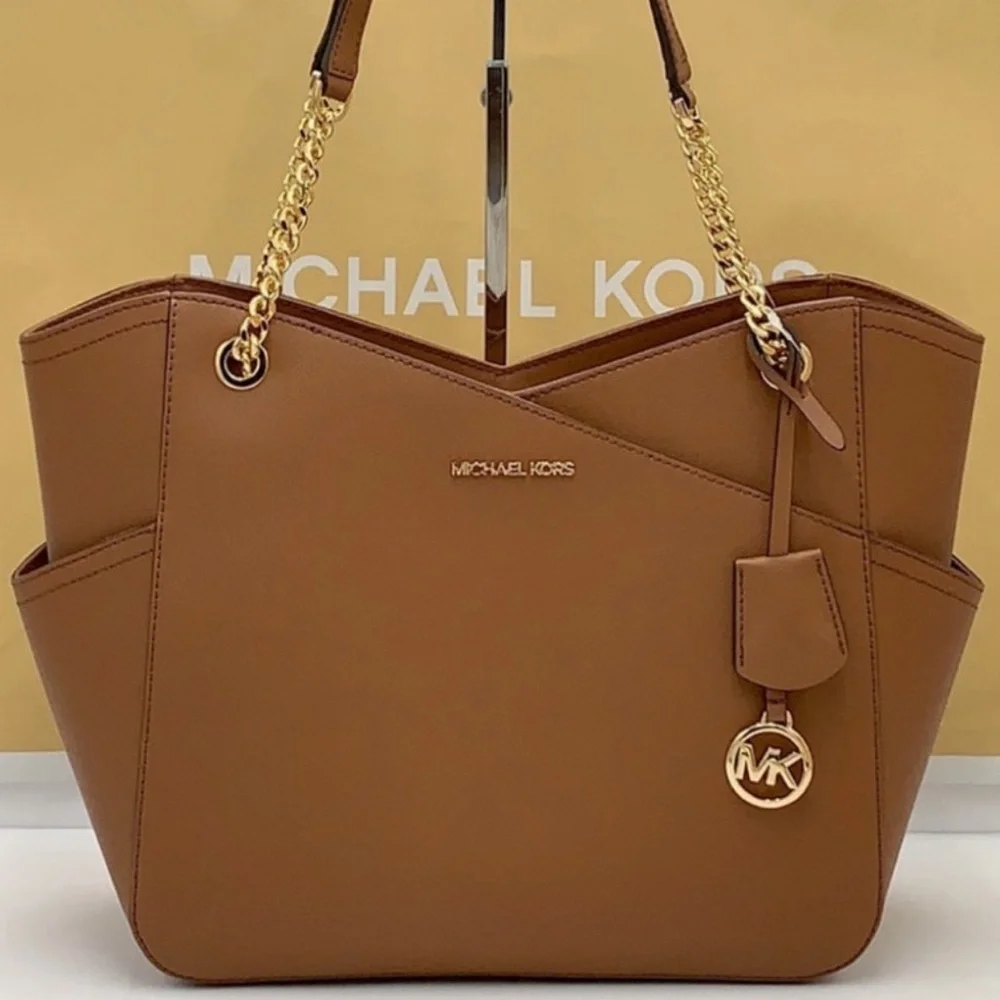 Michael Kors Large X Chain Shoulder Tote Bag Luggage - Picture 3 of 10